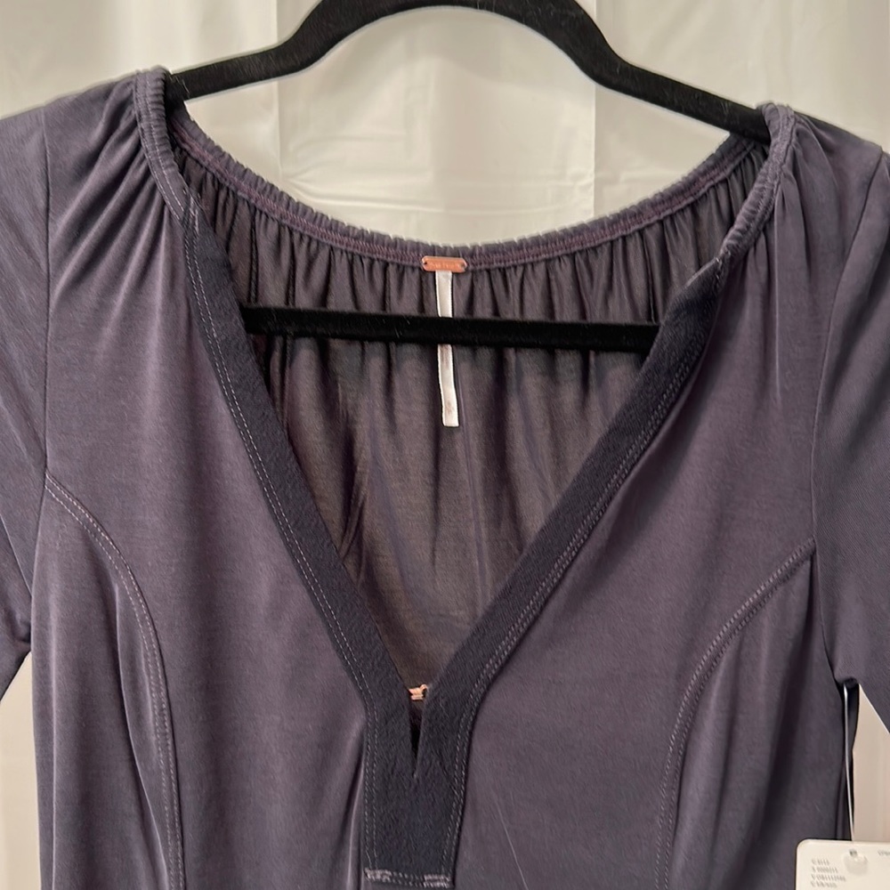 Navy blue long sleeve scoopneck top